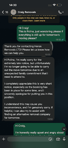 Heron Removals — Customer photo